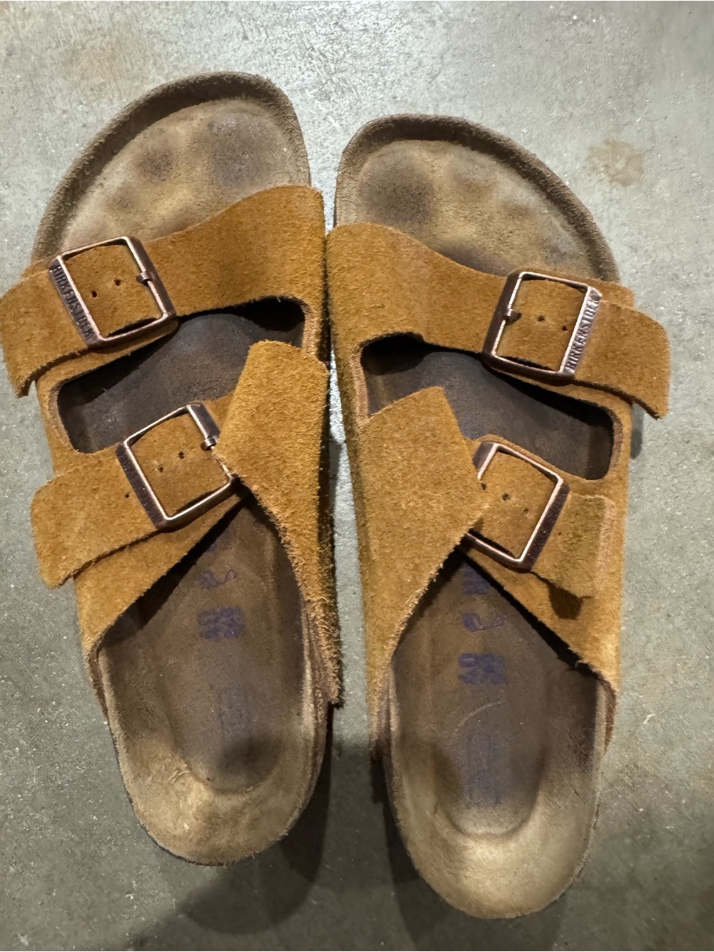 Birkenstock Arizona Suede Leather Sandals Brown Cognac Size 40